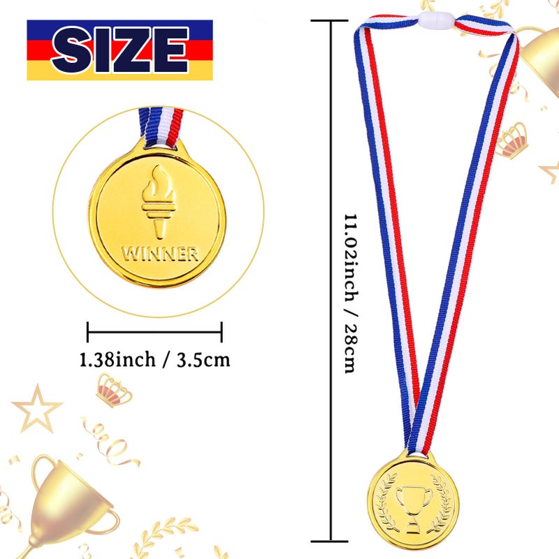 Caydo 100PCS Gold Medals for Awards, Plastic Gold Medal for Children's Game Prizes, School Sports Games, Competitions, Family Gatherings, Gold Medals for Kids - Image 2